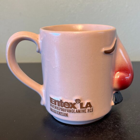VTG Entex LA Drug Pharmaceutical Promotional 3-D Big Nose & Mustache Pottery Mug - Picture 2 of 12
